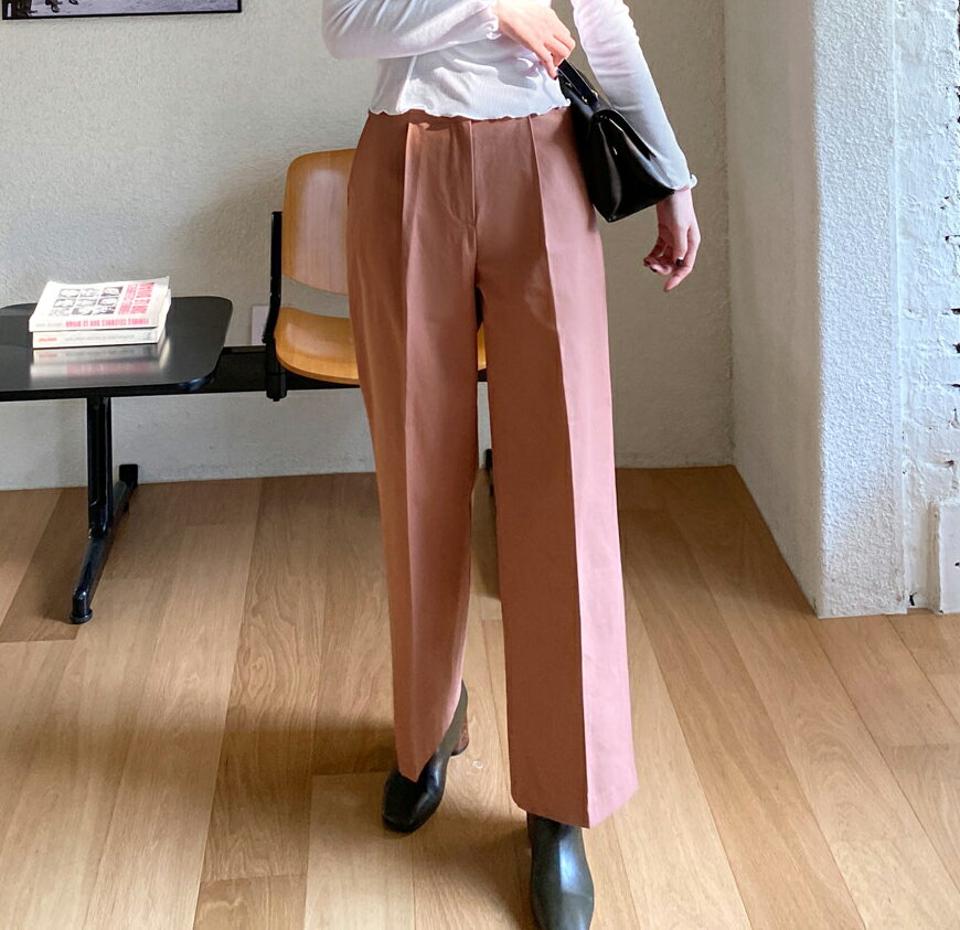 ハイウエストワイドスラックス・全3色・t71599 レディース 【pt】スラックス パンツ ズボン ロングパンツ フロントタック ワイドパンツ ハイウエスト 単色 無地 シンプル 大人 オフィスカジュアル 秋 冬 春 韓国ファッション ハイホリHIHOLLI