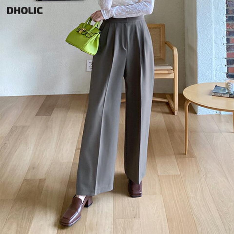 ワイドフィットスラックス・全3色・t71600 レディース 【pt】スラックス パンツ ズボン ロングパンツ ワイドパンツ 単色 無地 シンプル ベーシック 大人 きれいめ ハイウエスト オフィスカジュアル 春 秋 冬 韓国ファッション ハイホリHIHOLLI