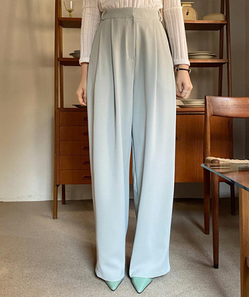 ツータックワイドスラックス・全2色・t63306 レディース 【pt】韓国ファッション ボトムス ロング ロングパンツ スラックスパンツ スラックス ツータック ワイド ストレート ハイウエスト 無地 シンプル 体型カバー フェミニン カジュアル 秋 冬