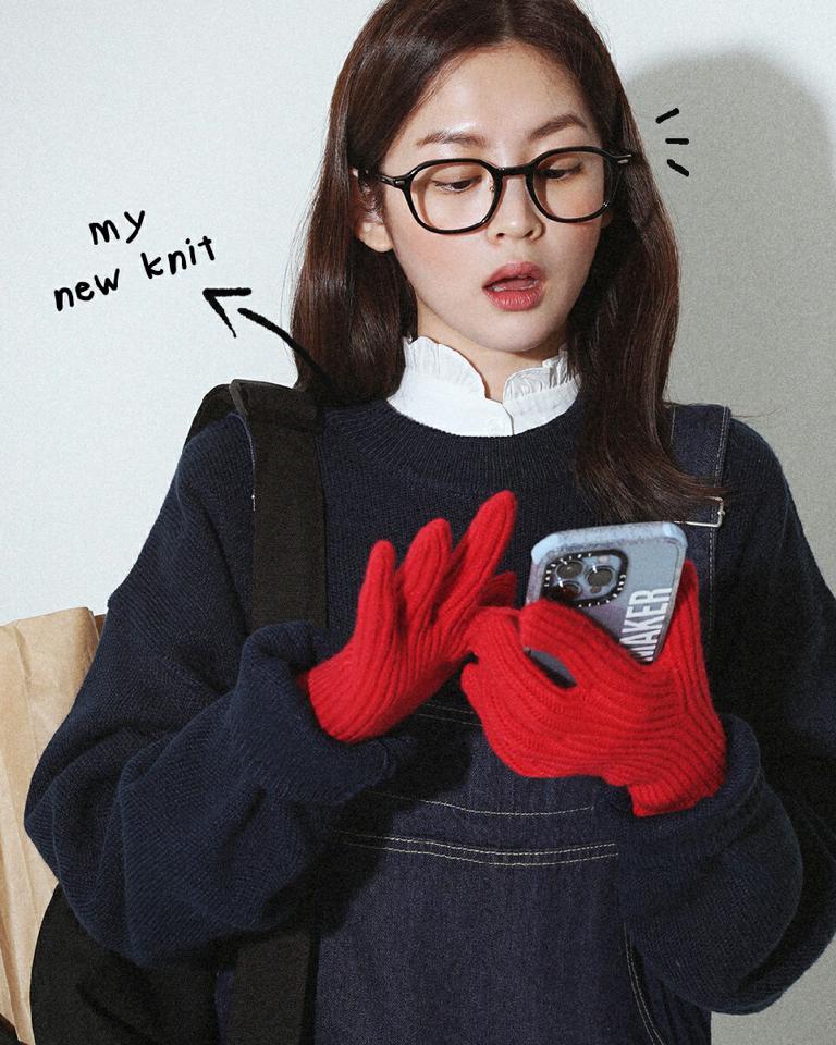 ラウンドルーズフィットニット・全7色・a00040 レディース 【tops】韓国ファッション トップス ニット 大人 長袖 ラウンドネック ルーズ カラーニット 無地 ベーシック シンプル カジュアル デイリー 秋 冬