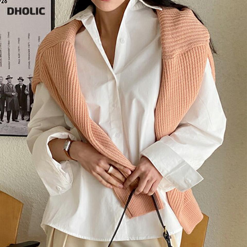 パステルオーバーシャツ・全6色・t71593 レディース 【bl】トップス シャツ 長袖 ゆったり オーバーサイズ 単色 無地 シンプル ベーシック 大人 きれいめ オフィスカジュアル 春 秋 冬 韓国ファッション ハイホリHIHOLLI