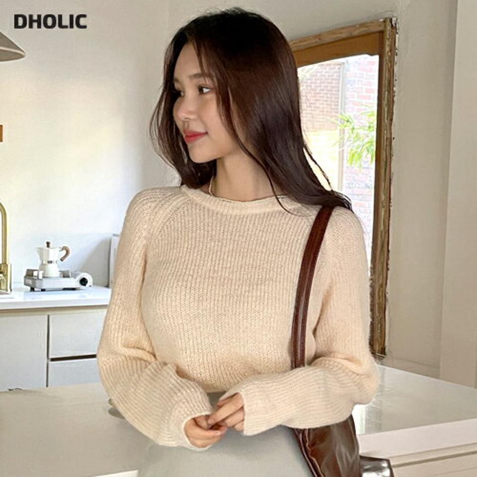 ラグランラウンドニット・全5色・t63296 レディース 【tops】韓国ファッション トップス ニット 大人 長袖 ラウンドネック ラグラン アルパカ混 パステル カラーニット 無地 ベーシック シンプル 体型カバー カジュアル 秋 冬