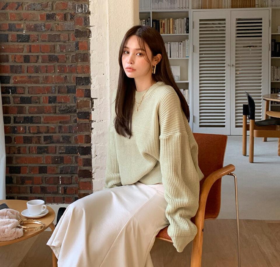 パンチングスリーブルーズニット・全5色・t71584 レディース 【tops】トップス ニット 長袖 ゆったり ルーズ 単色 リブニット カジュアル ラフ 大人 ベーシック シンプル カラーニット アクリルニット 秋 冬 韓国ファッション ハイホリHIHOLLI