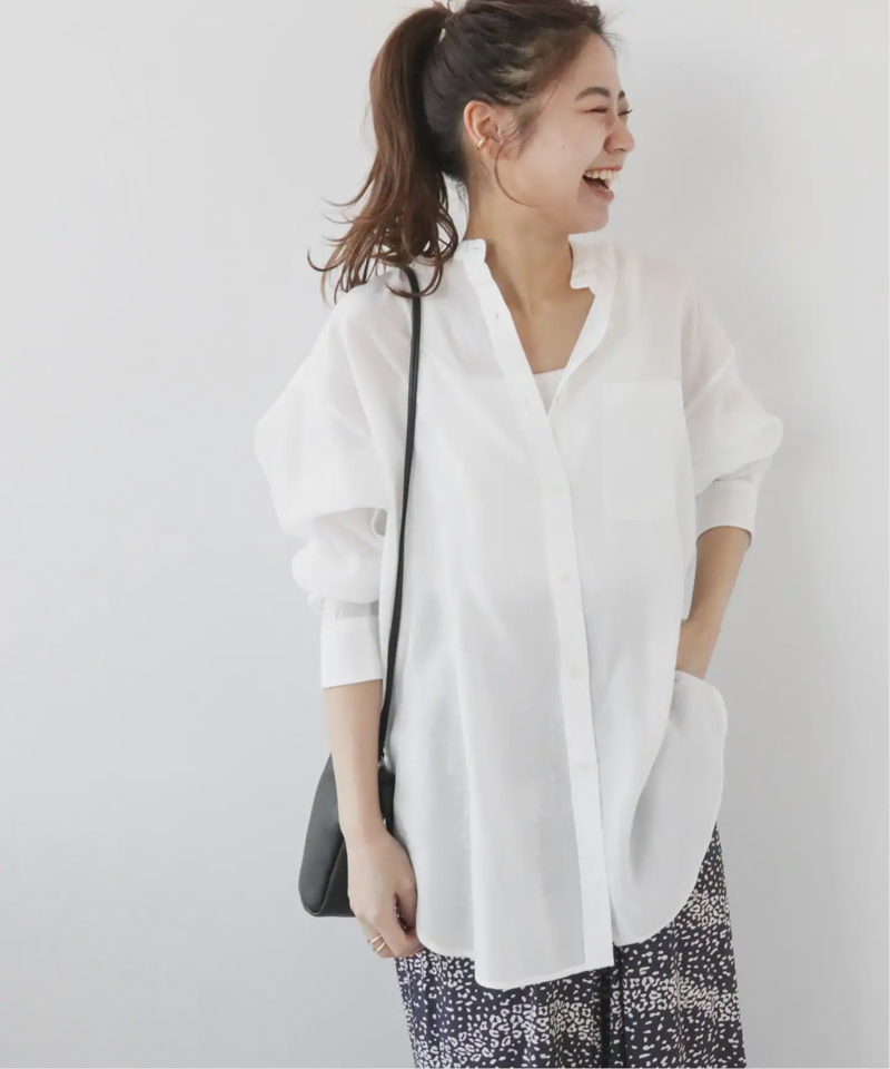 リヨセル製品染めバンドカラーシャツ◆（JOURNAL STANDARD relume）