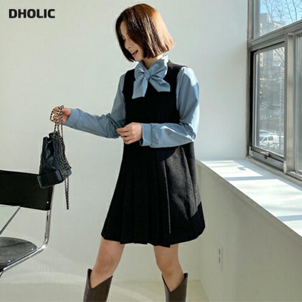 【10%OFF】ツイードプリーツノースリワンピース・全2色・t63386 レディース 【ops】韓国ファッション ワンピース ミニ ミニワンピース ノースリーブ ラウンドネック ツイード プリーツ ミニ丈 シンプル ガーリー 体型カバー フェミニン カジュアル 秋 冬【tweedセール】