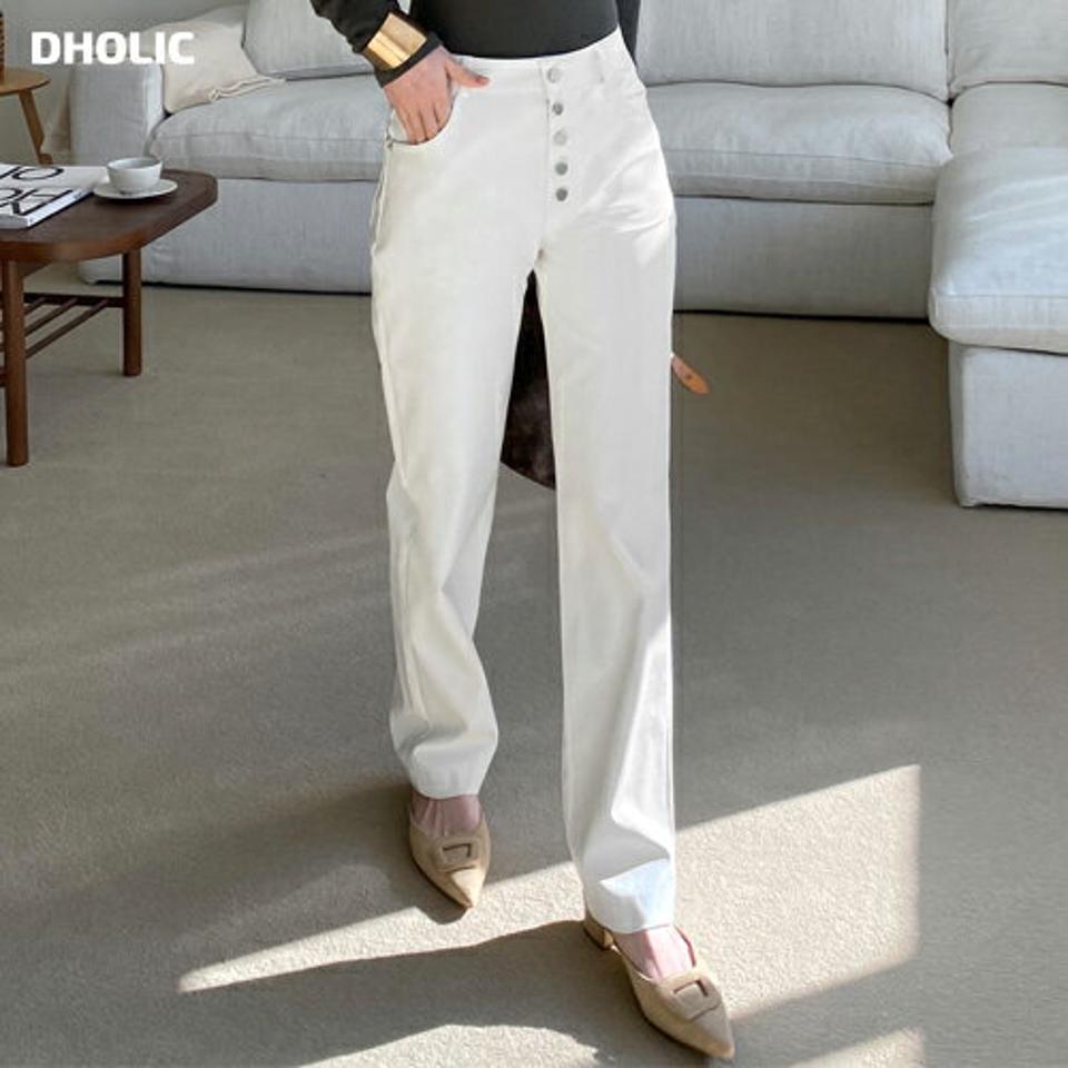 【10%OFF】レザー調ボタンフライパンツ・全3色・t71645 レディース 【pt】パンツ ズボン ロングパンツ 長ズボン 単色 無地 シンプル ベーシック 大人 カジュアル 春 秋 冬 韓国ファッション ハイホリHIHOLLI【パンツセール】