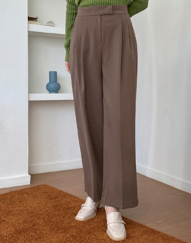 ツータックワイドスラックス・全4色・t71684 レディース 【pt】スラックス パンツ ズボン ロングパンツ 長ズボン ワイドパンツ 単色 無地 シンプル ベーシック 大人 オフィスカジュアル きれいめ 春 秋 冬 韓国ファッション ハイホリHIHOLLI