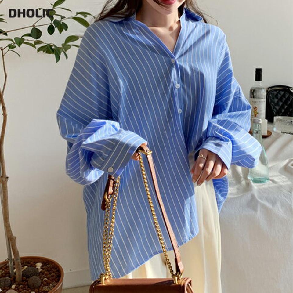 2TYPEスリットネックシャツ・全3色・t00095 レディース 【bl】韓国ファッション トップス シャツ 長袖 スリットネック アンバランス ルーズ ストライプ カラーアイテム デコルテ 無地 シンプル カジュアル フェミニン ガーリー 春 秋 冬