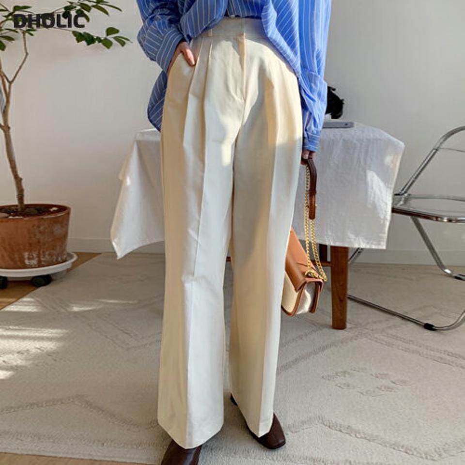 ツータックワイドパンツ・全2色・t00085 レディース 【pt】韓国ファッション ボトムス ロング ロングパンツ ツータック ワイドパンツ ハイウエスト ストレート ベルトループ 無地 シンプル 体型カバー フェミニン カジュアル 秋 冬