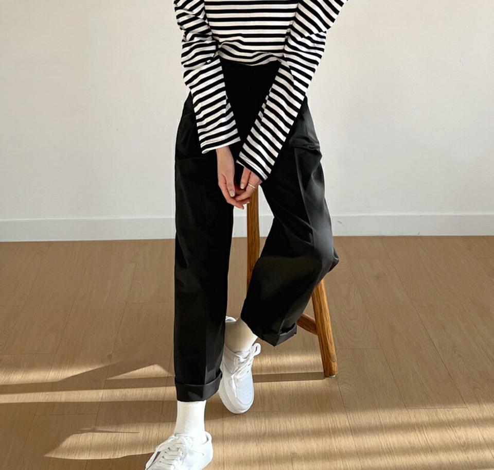 ツータックワイドパンツ・全2色・t00085 レディース 【pt】韓国ファッション ボトムス ロング ロングパンツ ツータック ワイドパンツ ハイウエスト ストレート ベルトループ 無地 シンプル 体型カバー フェミニン カジュアル 秋 冬