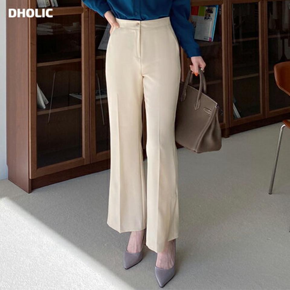 スリットフレアスラックス・全2色・b71637 レディース 【pt】スラックス パンツ ズボン ロングパンツ フレア スリット 単色 無地 シンプル 大人 ベーシック オフィスカジュアル きれいめ 春 秋 冬 韓国ファッション ハイホリHIHOLLI