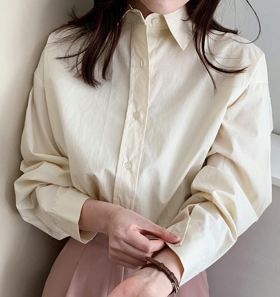 アンバランスラウンドヘムシャツ・全5色・t00072 レディース 【bl】韓国ファッション トップス シャツ 長袖 カラーネック アンバランス ラウンドヘム スリット ルーズ 無地 ベーシック シンプル カジュアル フェミニン 体型カバー ガーリー 春 秋 冬