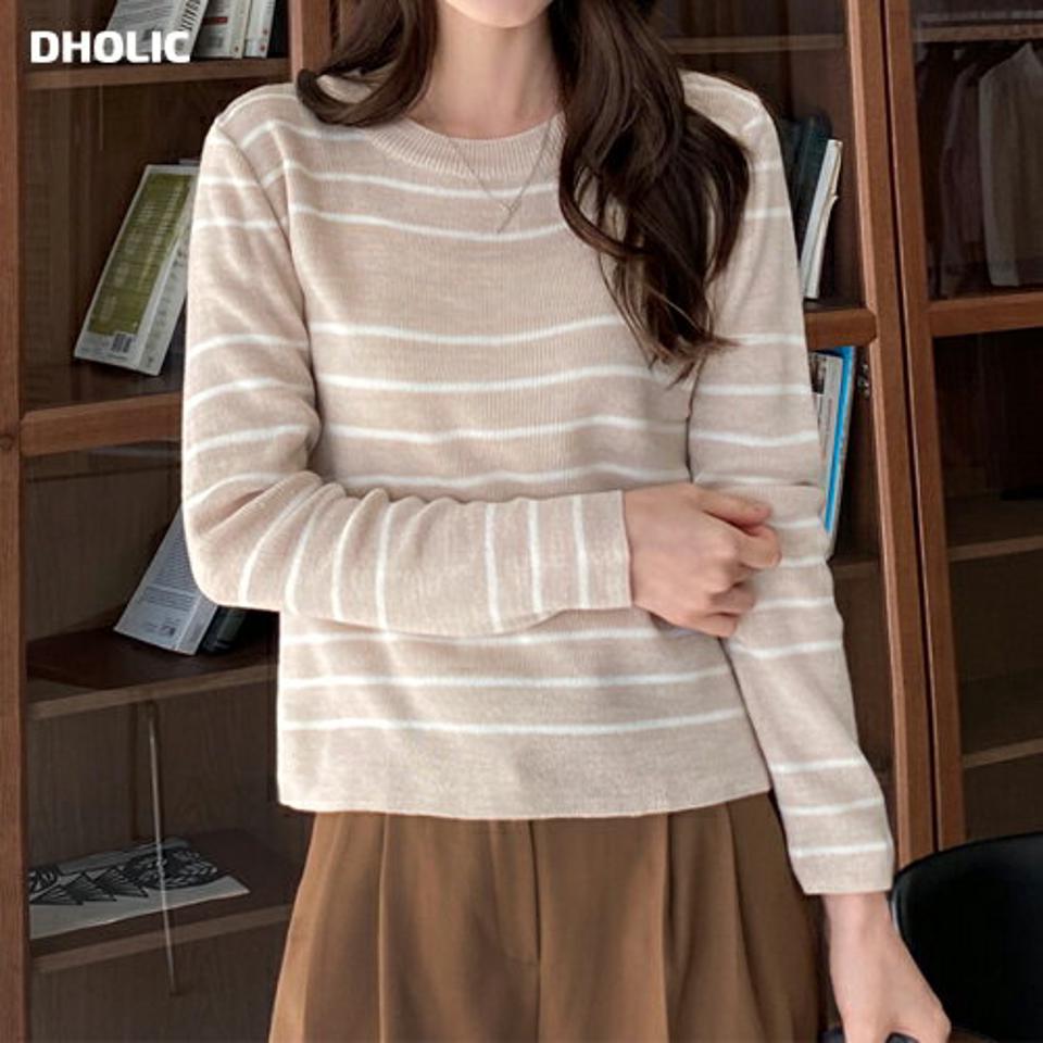 【今だけこの価格】ボーダー配色ニット・全4色・t71639 レディース 【tops】トップス ニット 長袖 ボーダー柄 柄ニット ニットトップス ラフ カジュアル アクリルニット 秋 冬 韓国ファッション ハイホリHIHOLLI セール