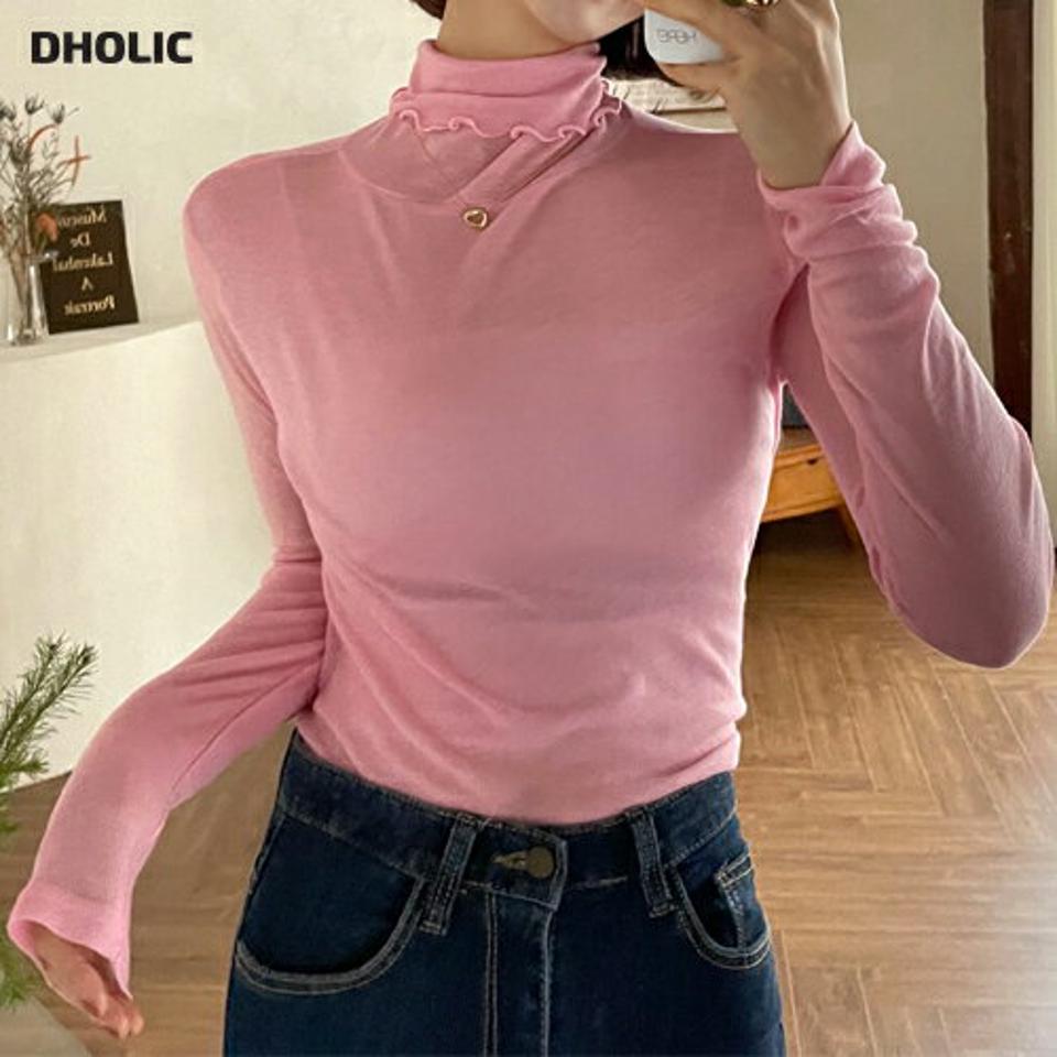 シアーメロウタートルネックTシャツ・全7色・b66178 レディース 【tops】韓国ファッション トップス Tシャツ 大人 長袖 トルネック シアー パステル メロウ スリム 無地 シンプル 細身 フェミニン カジュアル デイリー 秋 冬