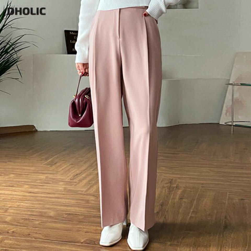 タックワイドスラックス・全3色・t66169 レディース 【pt】韓国ファッション ボトムス ロング ロングパンツ スラックスパンツ スラックス タック ワイド ストレート ハイウエスト 無地 シンプル フェミニン カジュアル 秋 冬