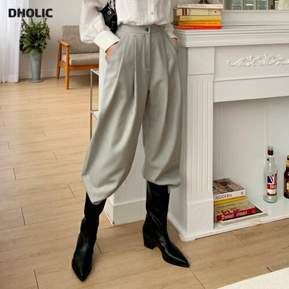 タックヘムワイドスラックス・全3色・t65362 レディース 【pt】韓国ファッション ボトムス ロング ロングパンツ スラックスパンツ スラックス タックヘム ワイド ハイウエスト ユニーク 無地 シンプル 体型カバー フェミニン カジュアル 秋 冬