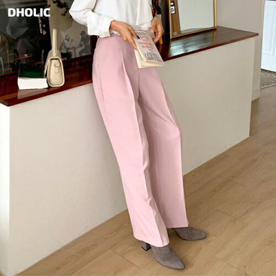 ピンタックワイドスラックス・全2色・b65350 レディース 【pt】韓国ファッション ボトムス ロング ロングパンツ スラックスパンツ スラックス ピンタック パステル ワイド ストレート ハイウエスト 無地 シンプル 体型カバー フェミニン 秋 冬