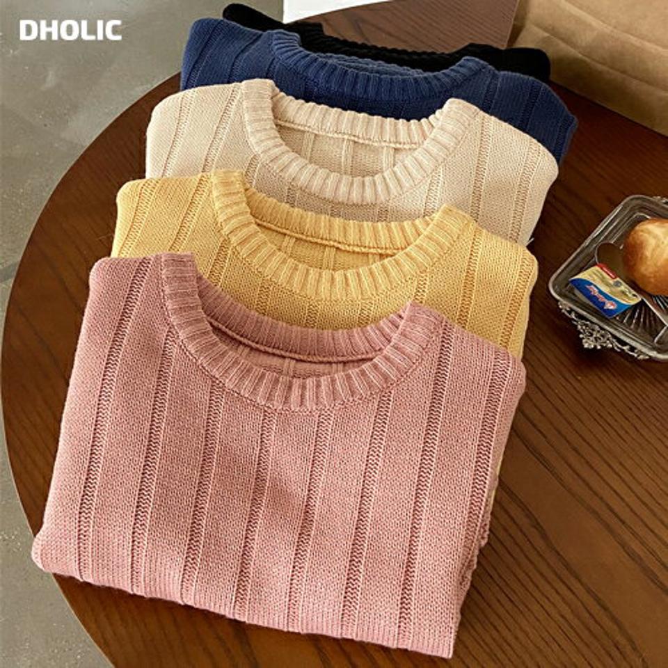 リブクロップドニット・全5色・t01954 レディース 【tops】韓国ファッション トップス ニット 長袖 ラウンドネック リブ クロップド丈 テクスチャー フェミニン シンプル カラーニット カジュアル 秋 冬 NIJU