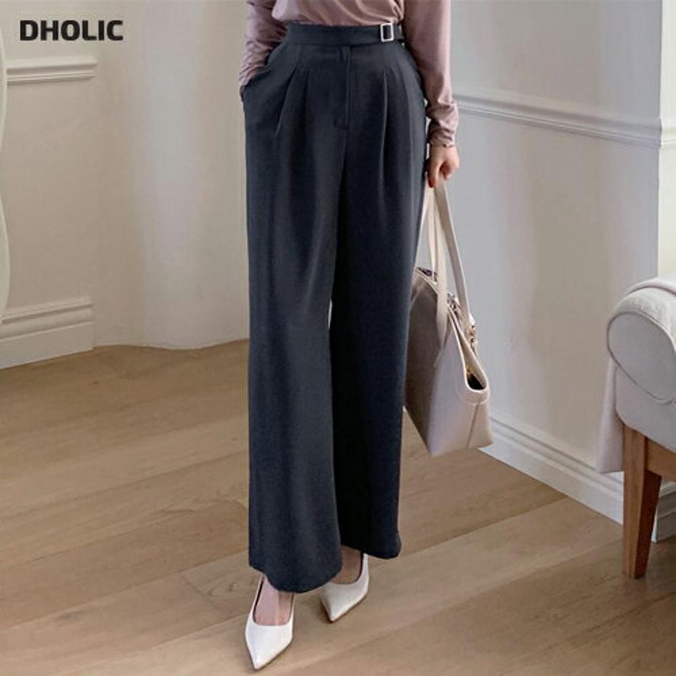 ベルトワイドスラックス・全4色・b00070 レディース 【pt】スラックス パンツ ズボン ロングパンツ ワイドパンツ 単色 無地 シンプル 大人 きれいめ オフィスカジュアル ハイウエスト ツータック 春 秋 冬 韓国ファッション ハイホリHIHOLLI