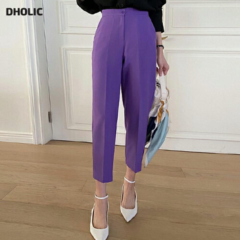 バックゴムテーパードスラックス・全4色・b00071 レディース 【pt】スラックス パンツ ズボン テーパードパンツ クロップド丈 単色 無地 カラーパンツ シンプル 大人 オフィスカジュアル ロングパンツ 春 秋 冬 韓国ファッション ハイホリHIHOLLI