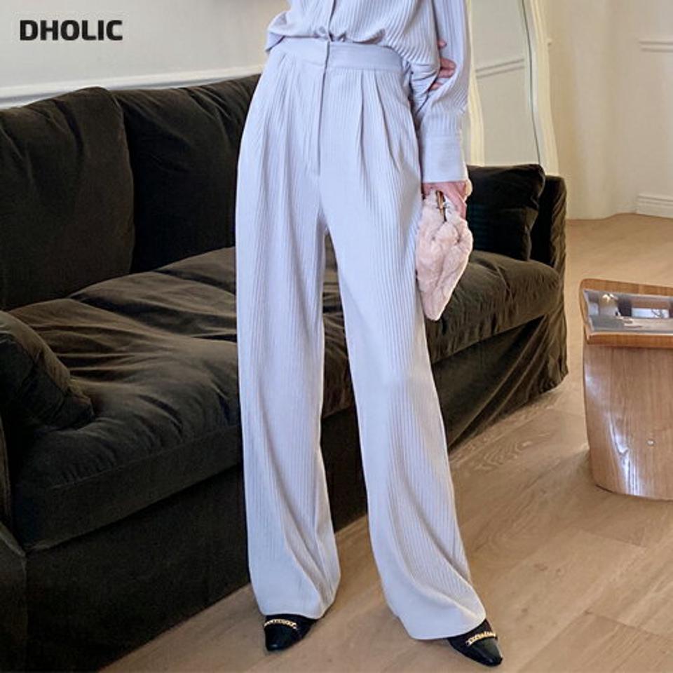 バックゴムプリーツワイドパンツ・全3色・t00068 レディース 【pt】パンツ ズボン ロングパンツ プリーツ ワイド シンプル カジュアル 大人 ハイウエスト ツータック 春 秋 冬 韓国ファッション ハイホリHIHOLLI