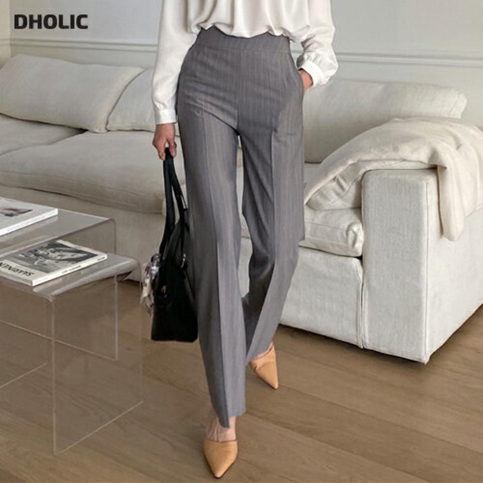 ストライプワイドスラックス・全2色・t00069 レディース 【pt】スラックス パンツ ズボン ロングパンツ ワイドパンツ ストライプ柄 大人 シック オフィスカジュアル ストレート 春 秋 冬 韓国ファッション ハイホリHIHOLLI