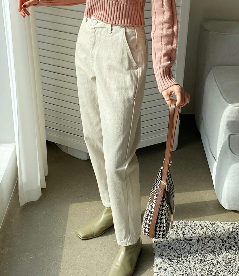 ワイドコットンパンツ・全3色・t01986 レディース 【pt】韓国ファッション ボトムス パンツ ロング ロングパンツ ワイド コットンパンツ ストレート ベルトループ ポケット 無地 シンプル 足長 体型カバー カジュアル 秋 冬 NIJU