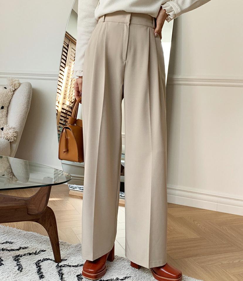 ≪人気商品再入荷≫ワイドスラックスパンツ・全6色・t00143 レディース 【pt】韓国ファッション ロング ロングパンツ スラックスパンツ スラックス ワイド ストレート ツータック ベルトループ 無地 シンプル 結婚式 フェミニン 秋 冬 春