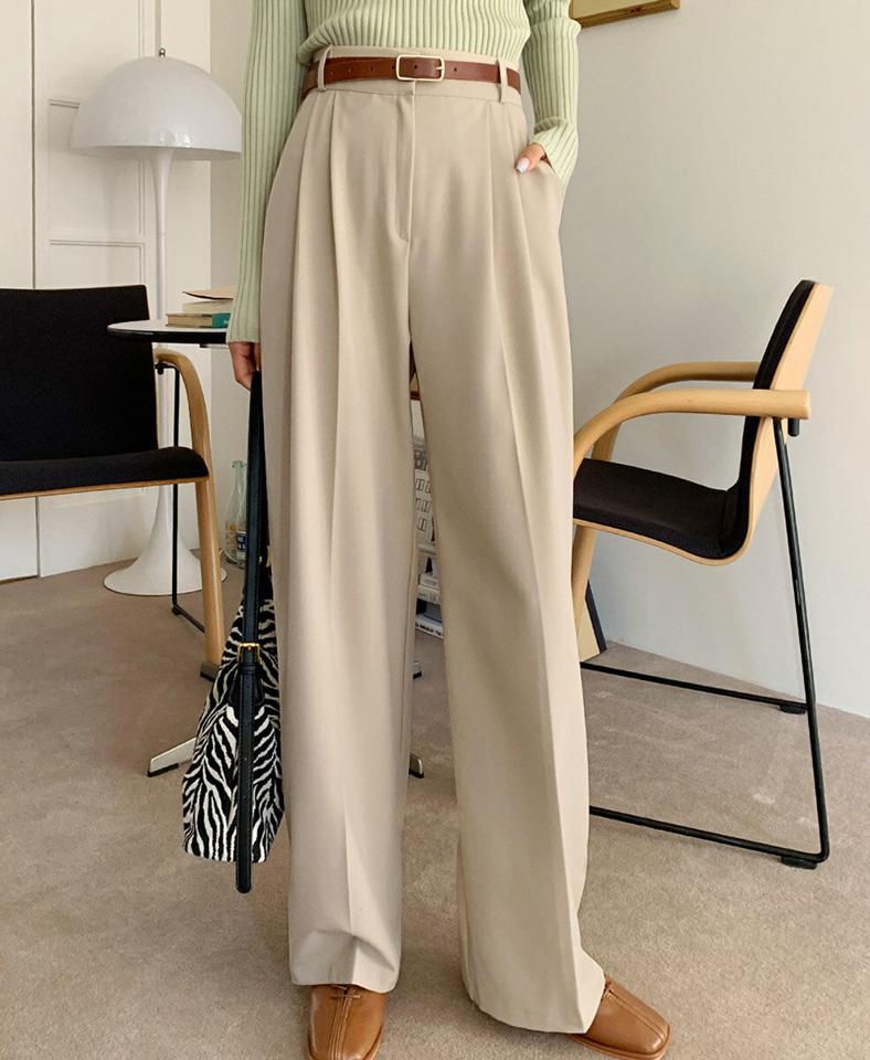 ≪人気商品再入荷≫ワイドスラックスパンツ・全6色・t00143 レディース 【pt】韓国ファッション ロング ロングパンツ スラックスパンツ スラックス ワイド ストレート ツータック ベルトループ 無地 シンプル 結婚式 フェミニン 秋 冬 春