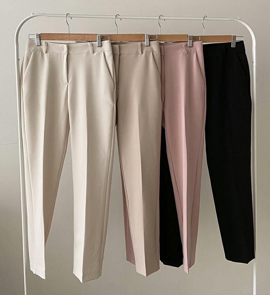 9分丈テーパードスラックス・全3色・t01967 レディース 【pt】韓国ファッション ボトムス パンツ ロング ロングパンツ スラックスパンツ 9分丈 テーパード ベルトループ 無地 シンプル 足長 パステル カジュアル カラーパンツ 秋 冬 NIJU