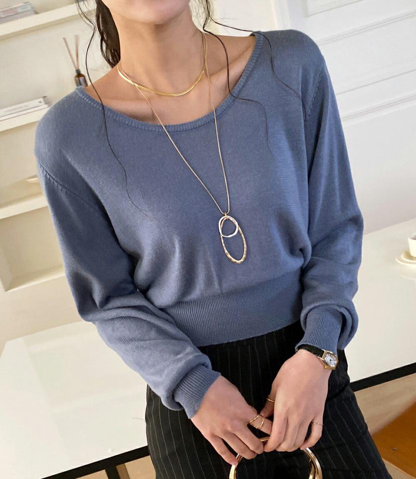 ウールカシミヤUネックニット・全5色・t00087 レディース 【tops】トップス ニット 長袖 Uネック カシミヤ ウール 単色 無地 シンプル ベーシック ラフ 大人 デコルテ 鎖骨 ドロップショルダー 春 秋 冬 韓国ファッション ハイホリHIHOLLI