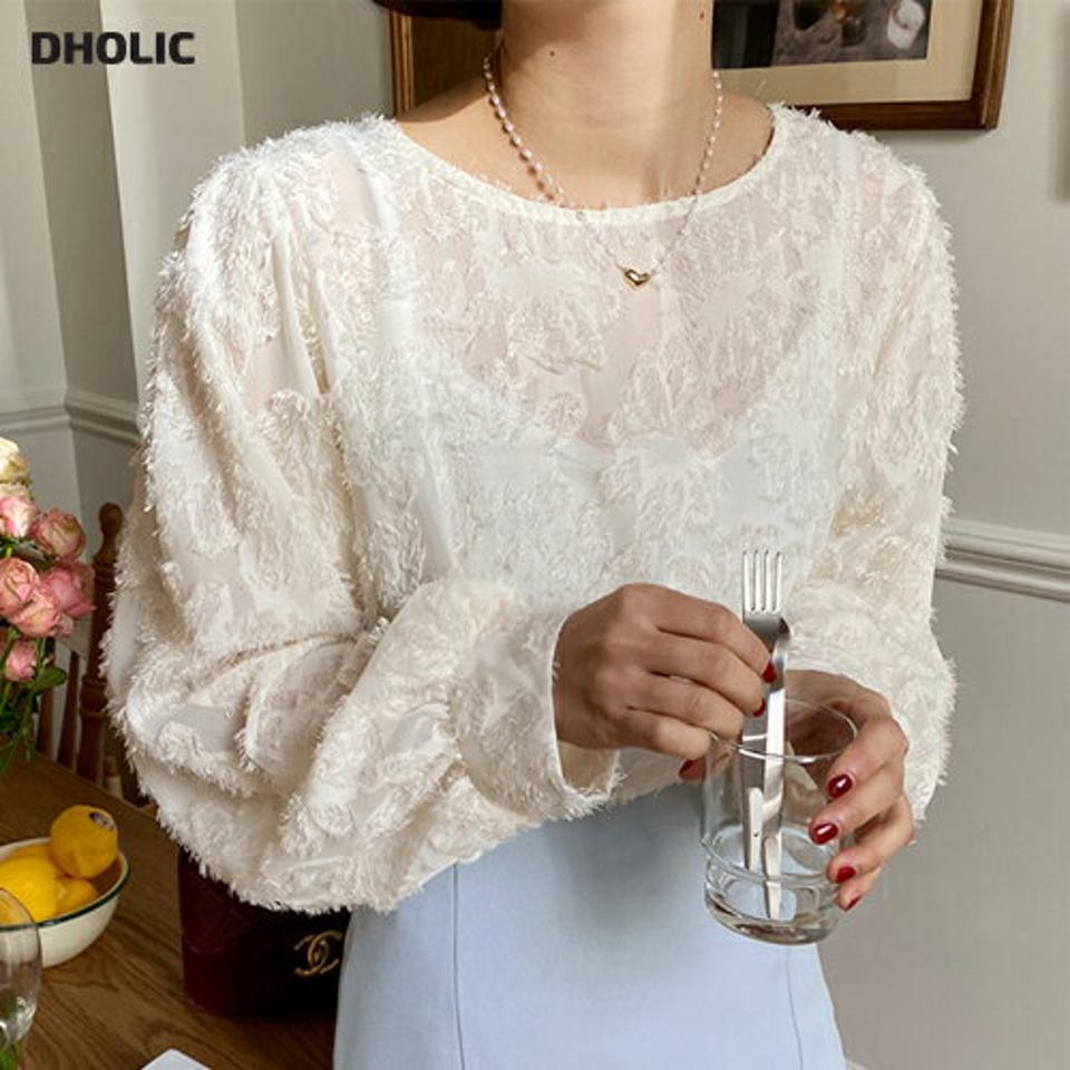 ≪人気商品再入荷≫フローラルテクスチャーブラウス・全3色・b00160 レディース 【bl】韓国ファッション トップス ブラウス 長袖 ラウンドネック レス 花柄 フラワー フローラル テクスチャー カジュアル フェミニン もこもこ ふわふわ 春 秋 冬