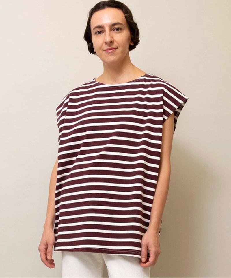 【Attick by Johnbull】ボーダーノースリーブTシャツ