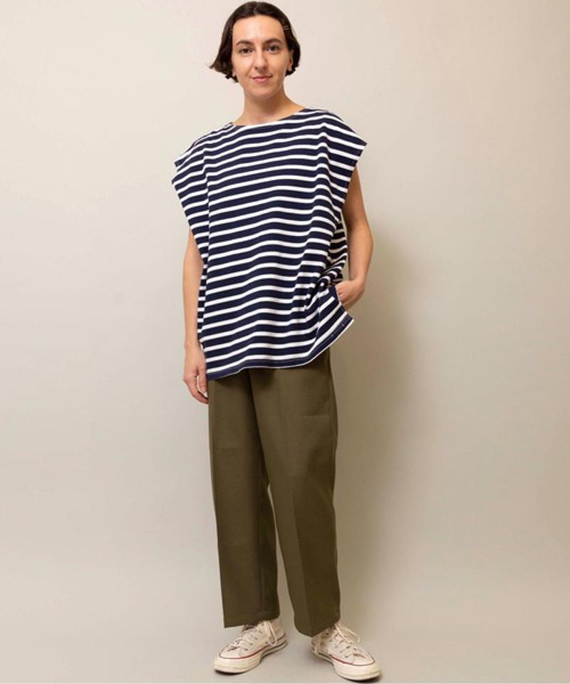 【Attick by Johnbull】ボーダーノースリーブTシャツ
