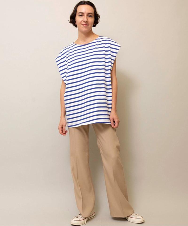 【Attick by Johnbull】ボーダーノースリーブTシャツ