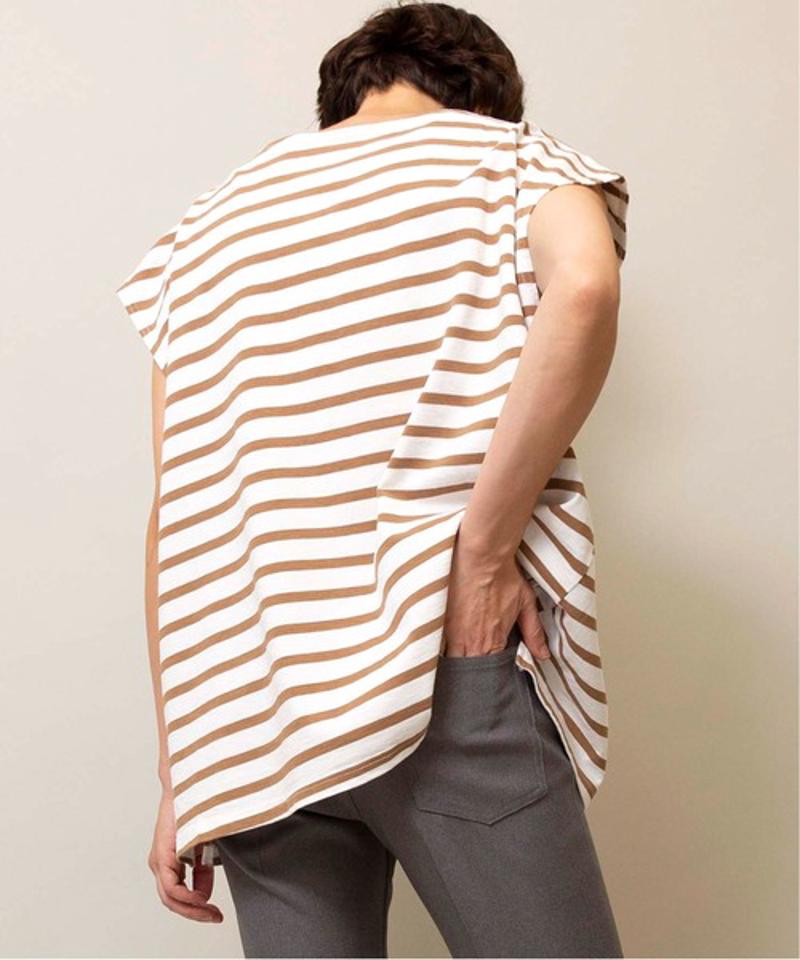 【Attick by Johnbull】ボーダーノースリーブTシャツ