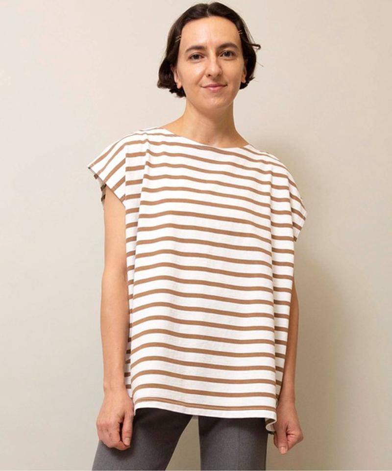 【Attick by Johnbull】ボーダーノースリーブTシャツ