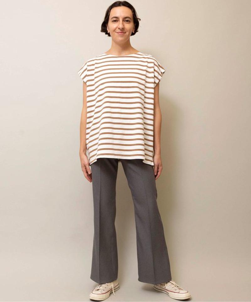 【Attick by Johnbull】ボーダーノースリーブTシャツ
