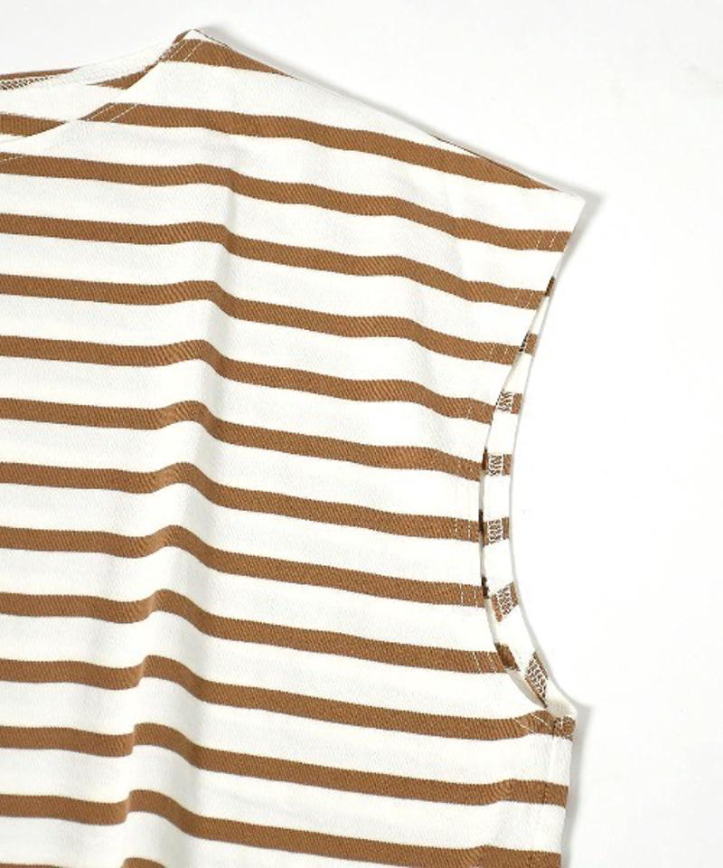 【Attick by Johnbull】ボーダーノースリーブTシャツ