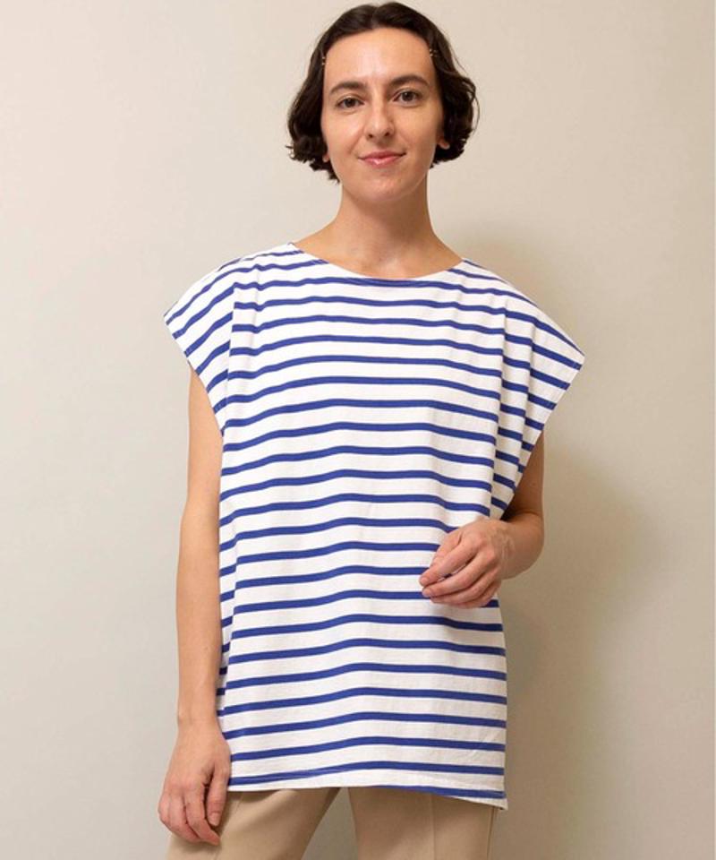 【Attick by Johnbull】ボーダーノースリーブTシャツ