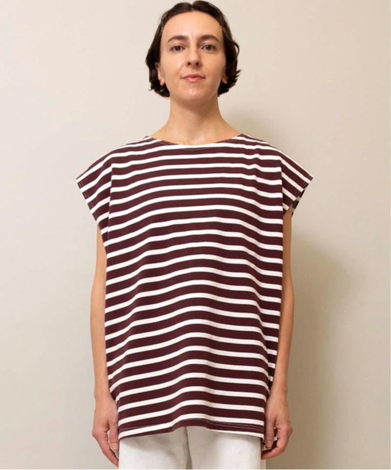 【Attick by Johnbull】ボーダーノースリーブTシャツ