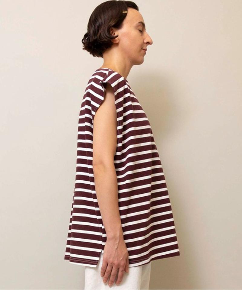 【Attick by Johnbull】ボーダーノースリーブTシャツ