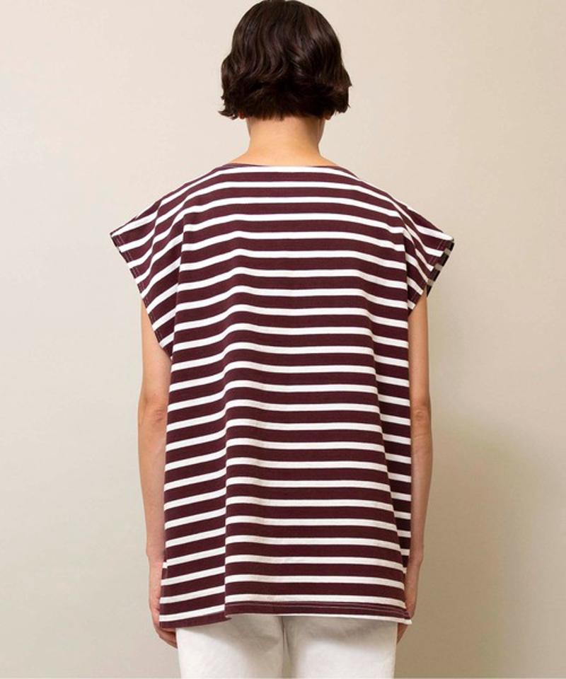 【Attick by Johnbull】ボーダーノースリーブTシャツ