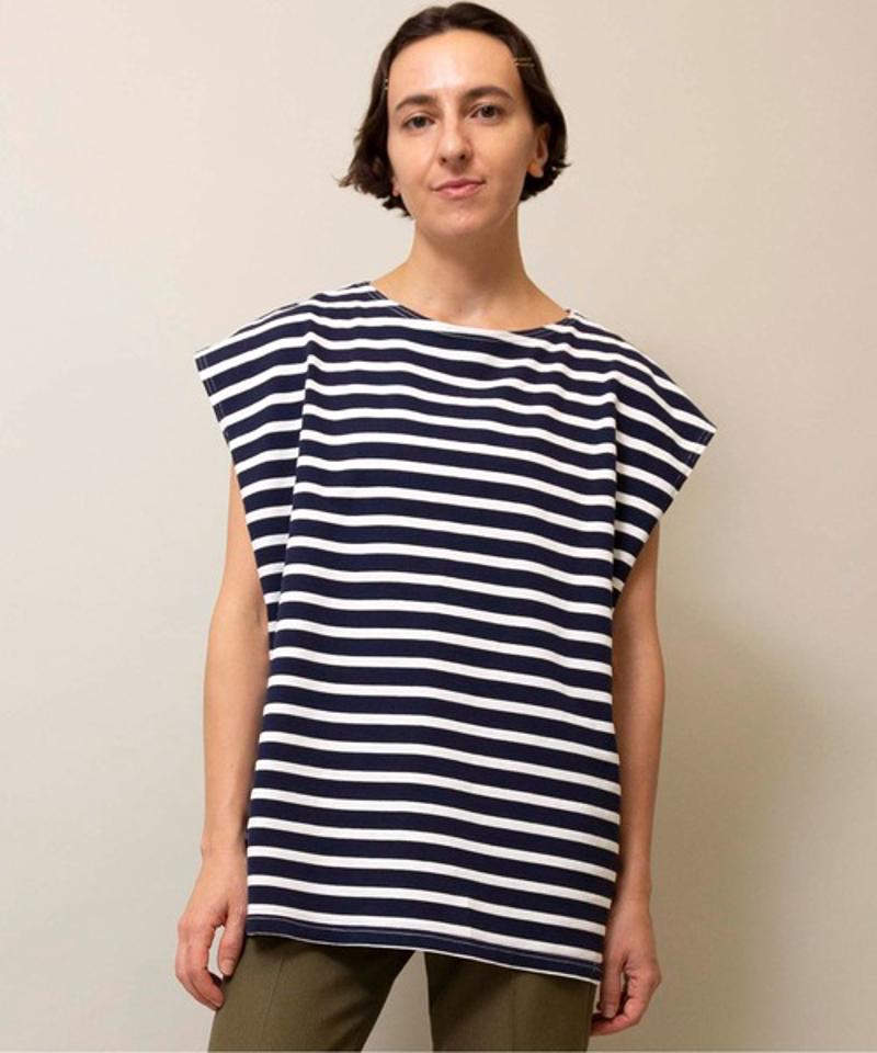 【Attick by Johnbull】ボーダーノースリーブTシャツ