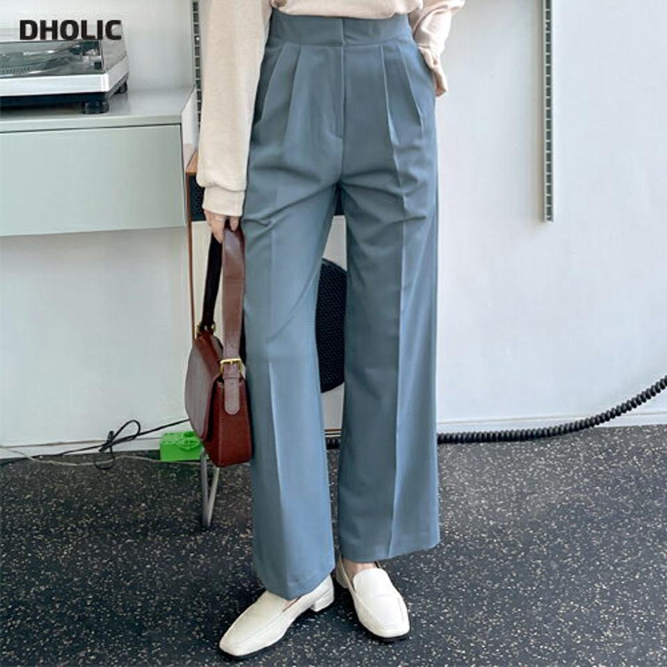 ツータックストレートスラックス・全3色・t66417 レディース 【pt】韓国ファッション ボトムス ロング ロングパンツ スラックスパンツ スラックス ツータック ストレート ハイウエスト 無地 シンプル 体型カバー 美脚 フェミニン カジュアル 秋 冬