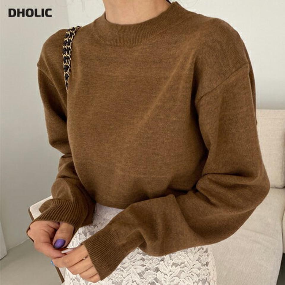 6COLORSラウンドニット・全6色・b66383 レディース 【tops】韓国ファッション トップス ニット 大人 長袖 ラウンドネック カラーニット ドロップショルダー ルーズ 無地 シンプル フェミニン カジュアル デイリー 秋 冬