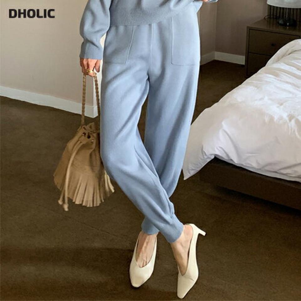 ニットジョガーパンツ・全3色・b71596 レディース 【pt】パンツ ズボン ニットパンツ ジョガー ロングパンツ 長ズボン ポケット 単色 無地 シンプル 大人 ラフ カジュアル リブ ウエストゴム 春 秋 冬 韓国ファッション ハイホリHIHOLLI