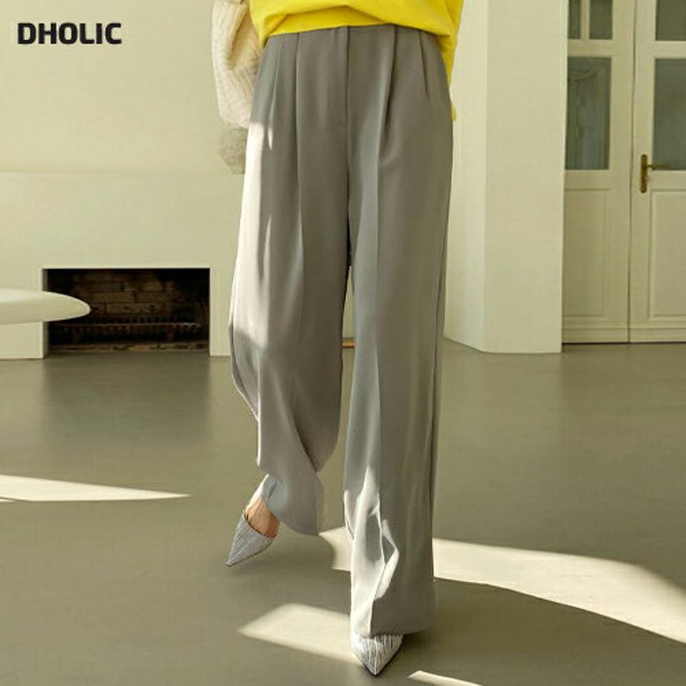 ボタンワイドスラックス・全4色・t00153 レディース 【pt】スラックス パンツ ズボン ロングパンツ ワイドパンツ 単色 無地 シンプル 大人 オフィスカジュアル タック くすみ ミント 春 秋 冬 韓国ファッション ハイホリHIHOLLI