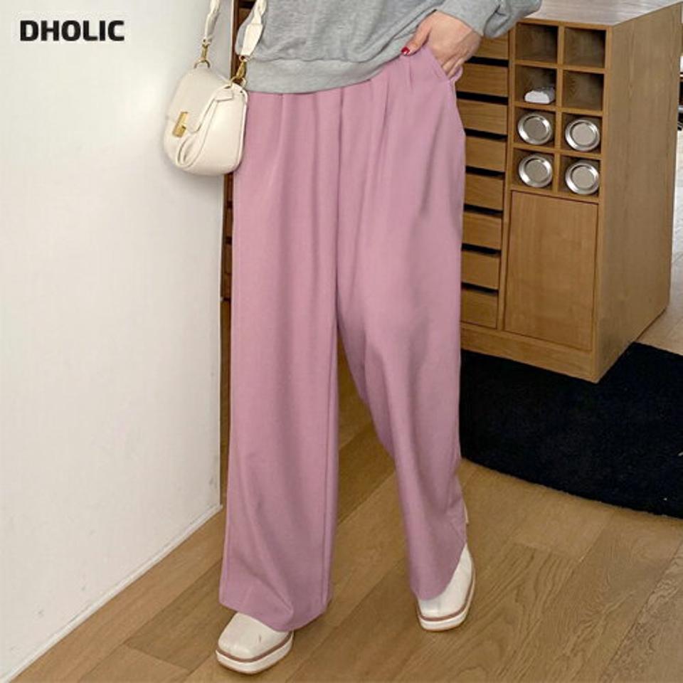 ツータックワイドスラックス・全3色・t00205 レディース 【pt】韓国ファッション ボトムス ロング ロングパンツ スラックスパンツ スラックス ツータック ワイド パステル ストレート ベルトループ 無地 シンプル 体型カバー フェミニン カジュアル 秋 冬
