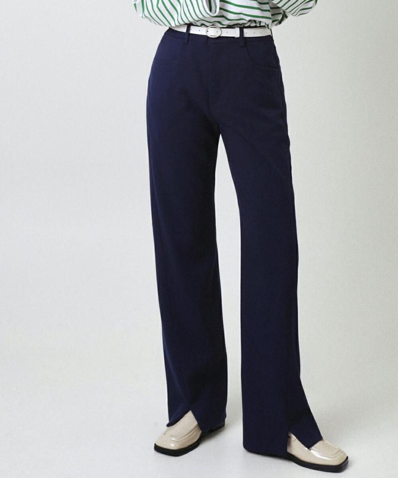 フロントスリットスラックスパンツ・全3色・a00114 レディース 【pt】韓国ファッション ボトムス ロング ロングパンツ スラックスパンツ スラックス スリット ワイド ハイウエスト 無地 シンプル フェミニン カジュアル 秋 冬